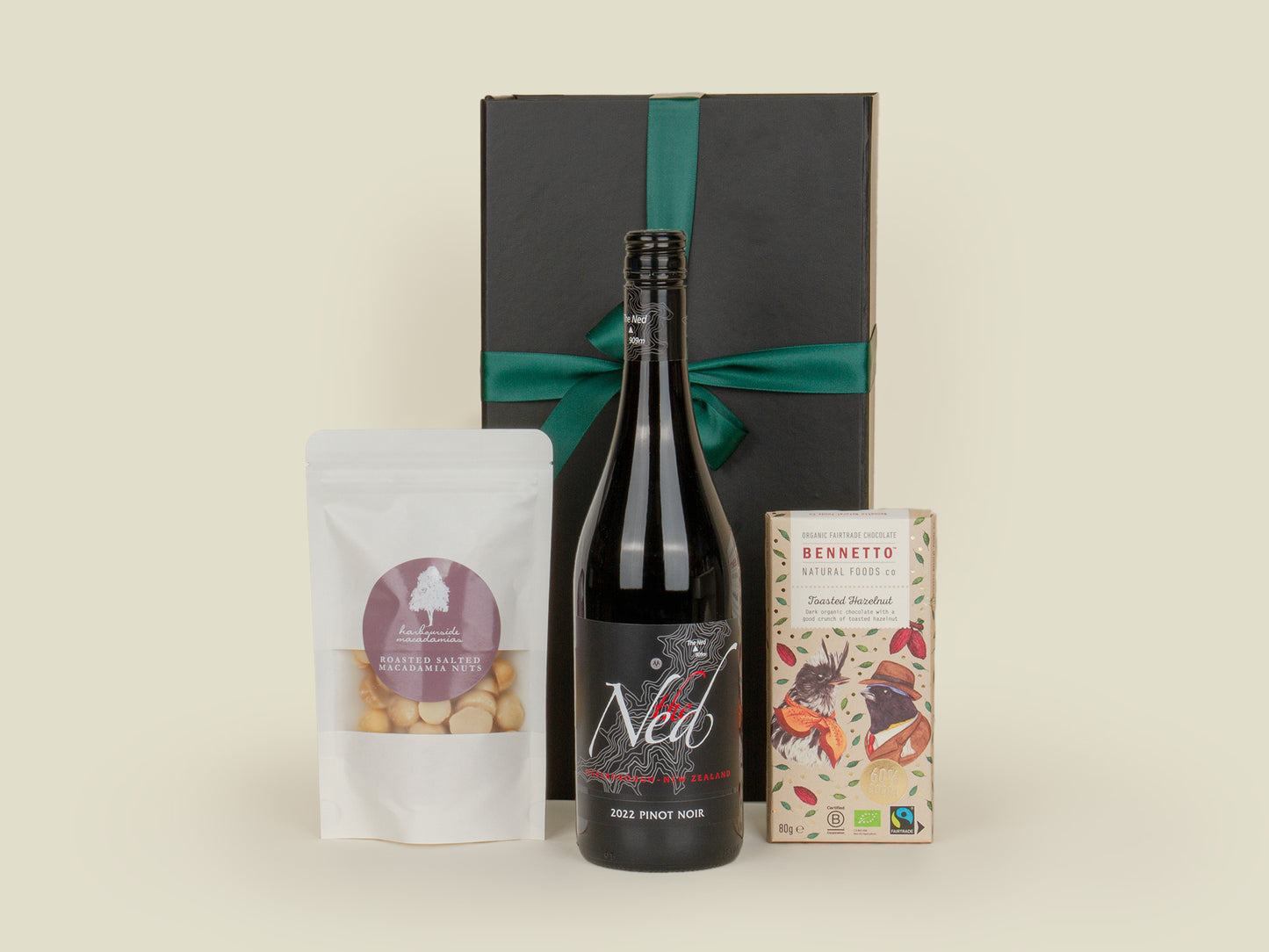 The Gourmet Trio with wine, chocolate and nuts gift box