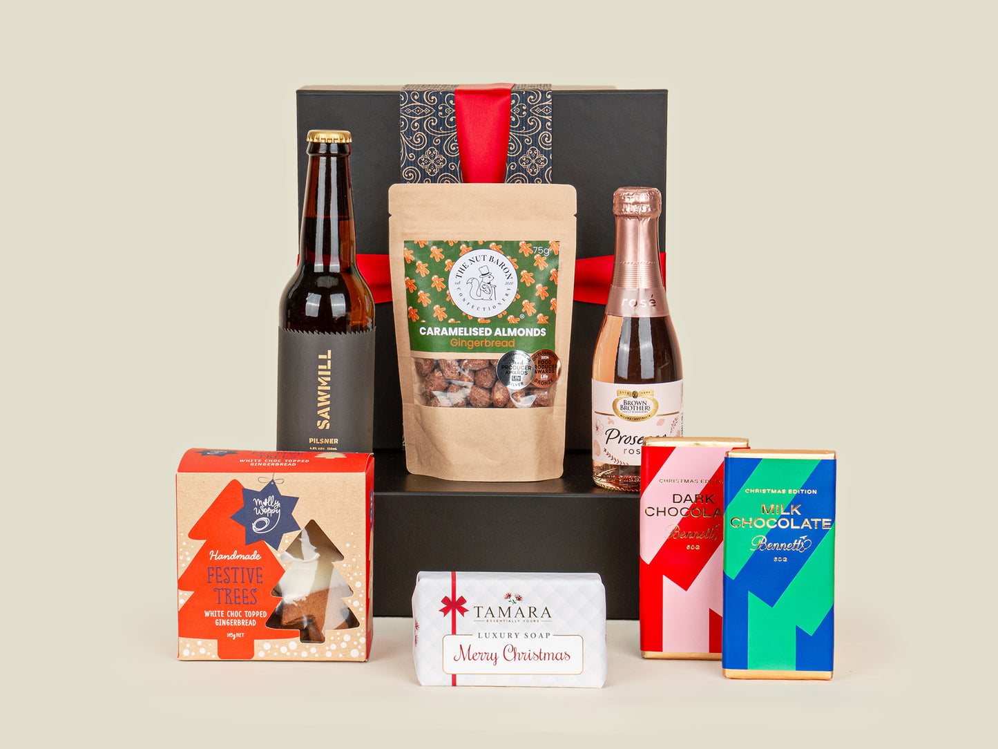 Santa Treats Gift Box with Prosecco and Beer alongside sweet & savoury snacks