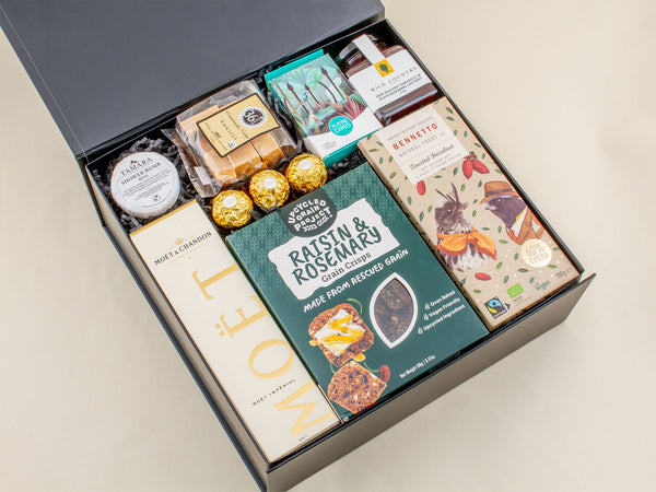 Gift Boxes NZ. Moet and Snacks Gift Box. Christmas Gift Boxes NZ.
