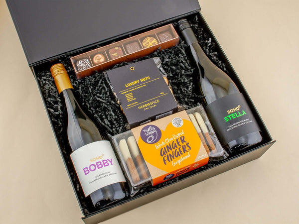 Wine Gift Boxes NZ.  Wine and Chocolate Gift Box.  Sending Luxury Gift Boxes NZ Wide.